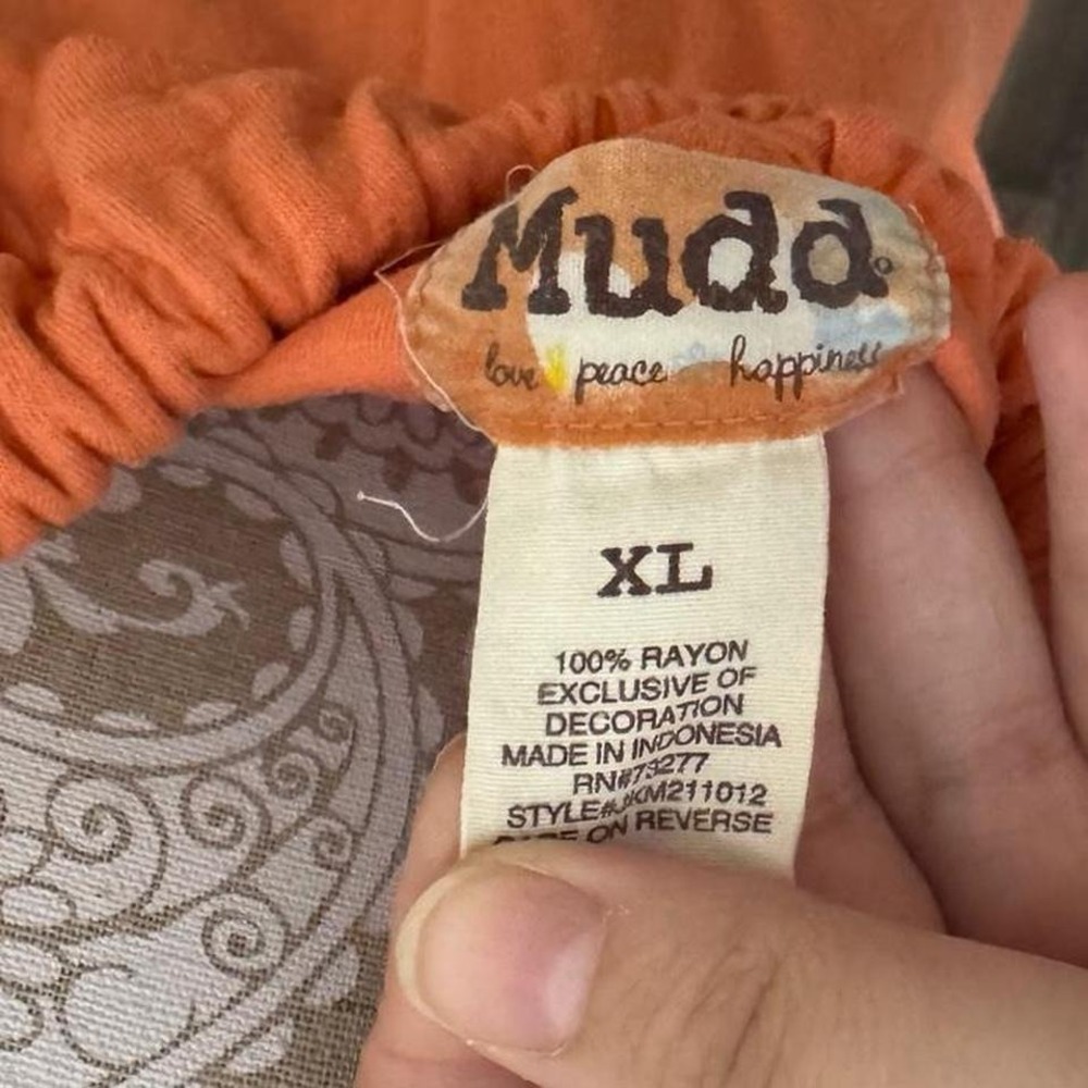 Y2K Orange and White Crochet MUDD Dress Boho Festival Size Large - Picture 6 of 6